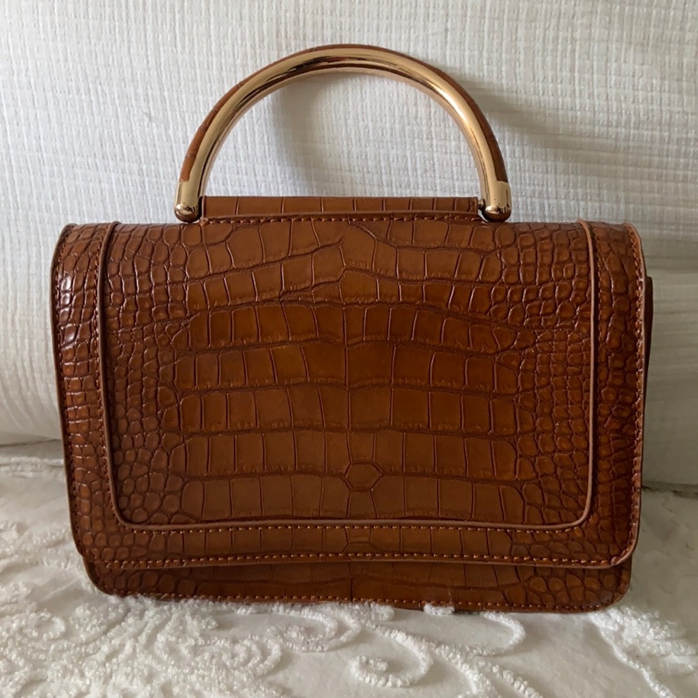 Top handle croco bag